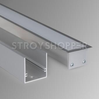 Линейный светодиодный встраиваемый светильник 78см 15W 4200К матовое серебро 100-300-78